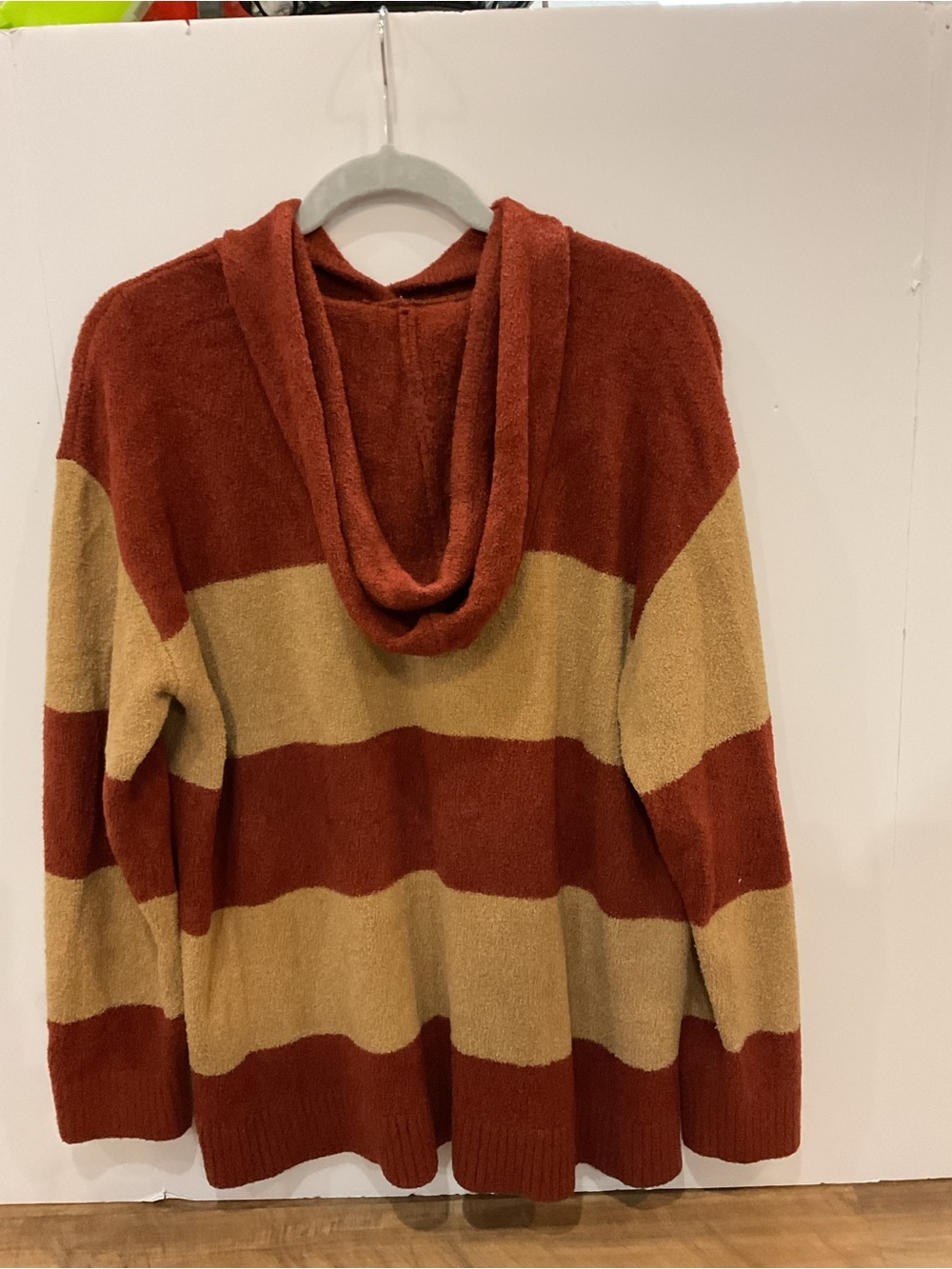 NWOT Lands' End Rust Red Striped Hooded Pullover - Picture 2 of 7